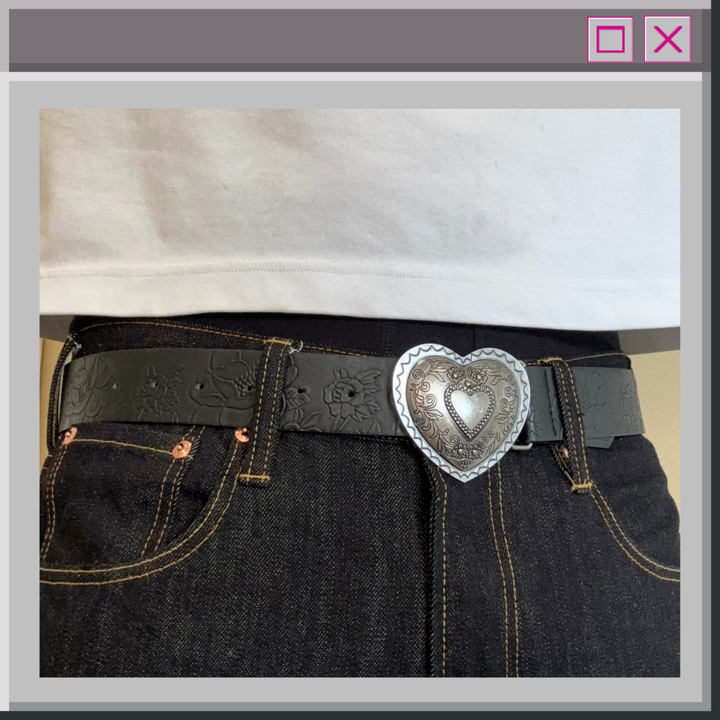 Black Heart Floral Belt